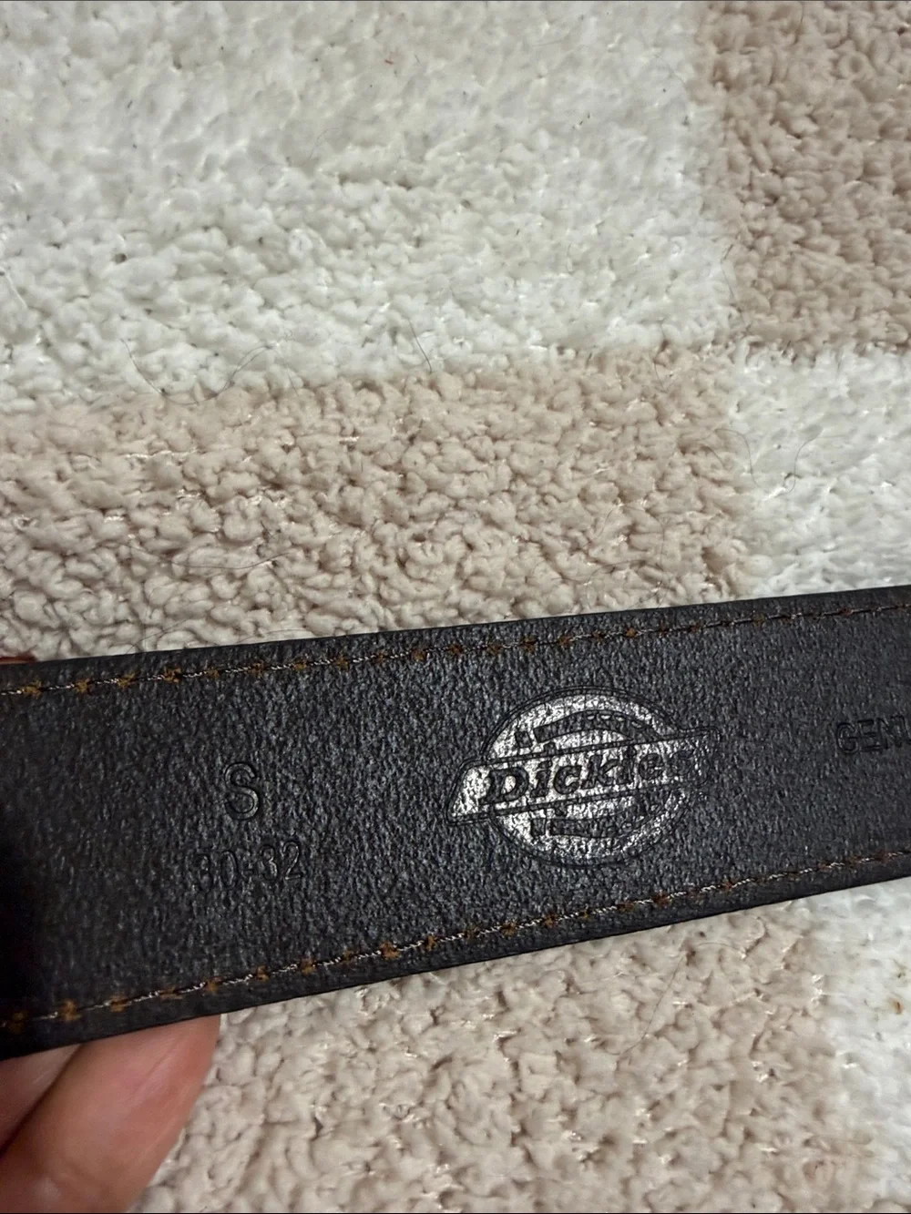 Dickies Brown Leather Belt with Metal Buckle